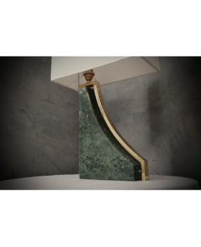 LT 136 Lampada da tavolo italiana in marmo verde india e ottone