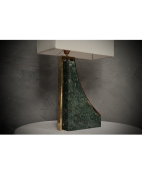 LT 136 Lampada da tavolo italiana in marmo verde india e ottone