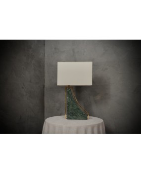 LT 136 Lampada da tavolo italiana in marmo verde india e ottone