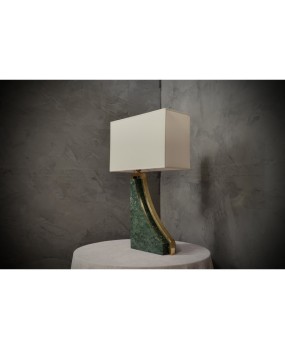 LT 136 Lampada da tavolo italiana in marmo verde india e ottone