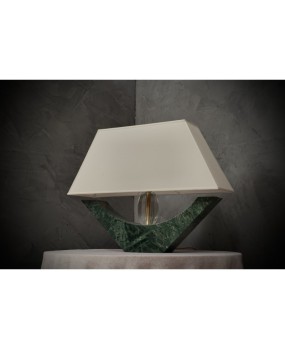 LT 135 Lampada da tavolo in marmo verde india e vetro di Murano
