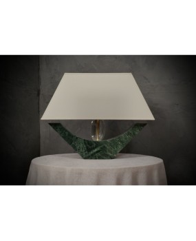 LT 135 Lampada da tavolo in marmo verde india e vetro di Murano