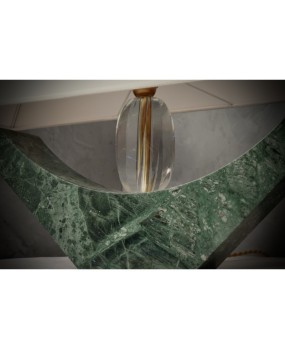 LT 135 Lampada da tavolo in marmo verde india e vetro di Murano