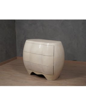 Midcentury Goatskin Wood Italian Commodes, 1980