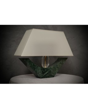 LT 135 Lampada da tavolo in marmo verde india e vetro di Murano