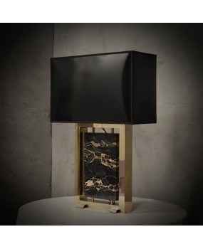 Portoro Marble and Brass Table Lamp, 2000
