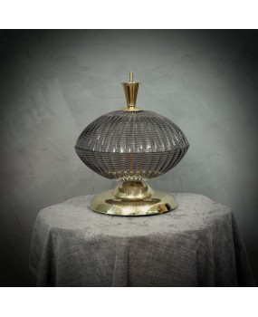 LT 129 Lampada metà in vetro artistico di Murano colore fumè, 1980