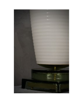 LT 128 Lampada da tavolo Murano Vistosi in vetro soffiato bianco e ottone, 1980