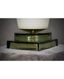 Murano in Style of Vistosi Blown White Glass and Brass Table Lamp, 1980