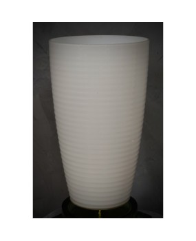 LT 128 Lampada da tavolo Murano Vistosi in vetro soffiato bianco e ottone, 1980