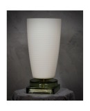 LT 128 Lampada da tavolo Murano Vistosi in vetro soffiato bianco e ottone, 1980 LT 128 Lampada da tavolo Murano Vistosi in vetro soffiato bianco e ottone, 1980