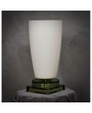 Murano in Style of Vistosi Blown White Glass and Brass Table Lamp, 1980