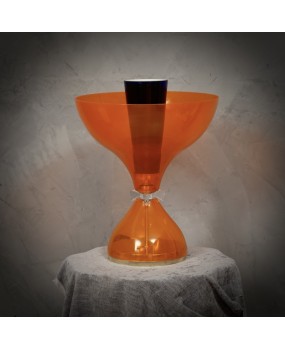 LT 123 Lampada da Tavolo Murano Vistosi in Vetro Soffiato Arancio, 1980