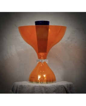 LT 123 Lampada da Tavolo Murano Vistosi in Vetro Soffiato Arancio, 1980