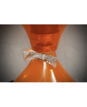 Murano in Style of Vistosi Blown Orange Glass and Brass Table Lamp, 1980