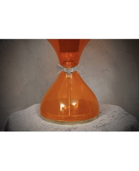 LT 123 Lampada da Tavolo Murano Vistosi in Vetro Soffiato Arancio, 1980