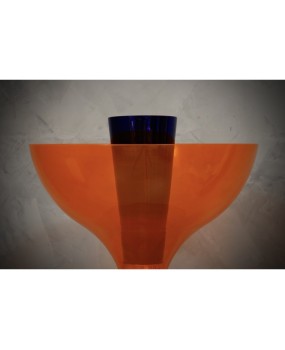 LT 123 Lampada da Tavolo Murano Vistosi in Vetro Soffiato Arancio, 1980