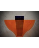 Murano in Style of Vistosi Blown Orange Glass and Brass Table Lamp, 1980 Murano in Style of Vistosi Blown Orange Glass and Brass Table Lamp, 1980