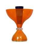 Murano in Style of Vistosi Blown Orange Glass and Brass Table Lamp, 1980 Murano in Style of Vistosi Blown Orange Glass and Brass Table Lamp, 1980