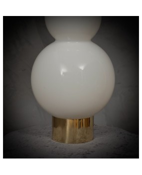 LT 122 Lampada da tavolo di Murano Vistosi in vetro soffiato bianco, 1980