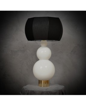 LT 122 Lampada da tavolo di Murano Vistosi in vetro soffiato bianco, 1980