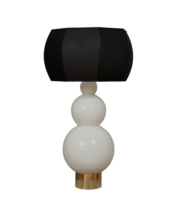 Murano in Style of Vistosi Blown White Glass and Brass Table Lamp, 1980