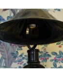 Murano Round Black Glass Table Lamps, 1950 Murano Round Black Glass Table Lamps, 1950