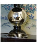 Murano Round Black Glass Table Lamps, 1950 Murano Round Black Glass Table Lamps, 1950