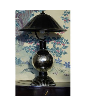 Murano Round Black Glass Table Lamps, 1950