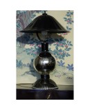 Murano Round Black Glass Table Lamps, 1950 Murano Round Black Glass Table Lamps, 1950