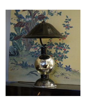 Murano Round Black Glass Table Lamps, 1950
