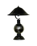 Murano Round Black Glass Table Lamps, 1950 Murano Round Black Glass Table Lamps, 1950