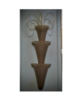Murano Art Glass and Brass Gold and Dove Gray Color Wall Light and Sconces, 1990