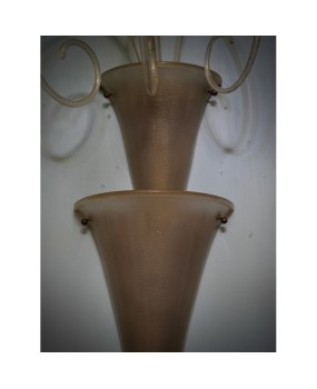 Murano Art Glass and Brass Gold and Dove Gray Color Wall Light and Sconces, 1990