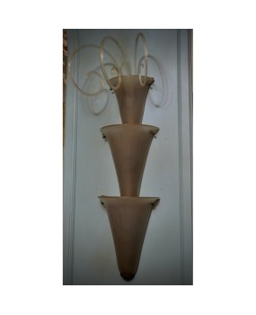 Murano Art Glass and Brass Gold and Dove Gray Color Wall Light and Sconces, 1990