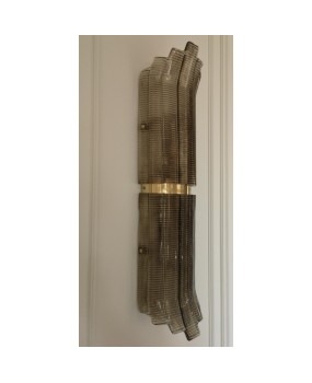 Murano Smoky Art Glass and Brass Wall Light and Sconces, 2000
