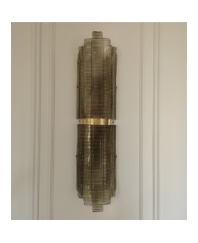 AP 131 Applique in vetro artistico di Murano fumé e ottone, 2000