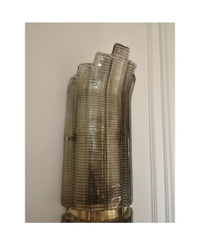 Murano Smoky Art Glass and Brass Wall Light and Sconces, 2000