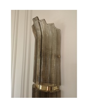 Murano Smoky Art Glass and Brass Wall Light and Sconces, 2000