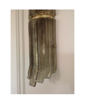 Murano Smoky Art Glass and Brass Wall Light and Sconces, 2000