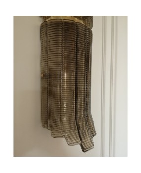 Murano Smoky Art Glass and Brass Wall Light and Sconces, 2000