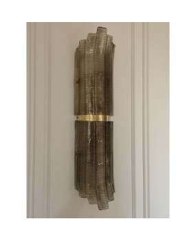 Murano Smoky Art Glass and Brass Wall Light and Sconces, 2000