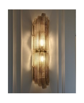 Murano Smoky Art Glass and Brass Wall Light and Sconces, 2000