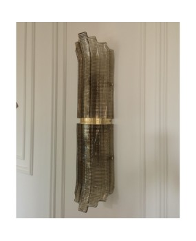 Murano Smoky Art Glass and Brass Wall Light and Sconces, 2000