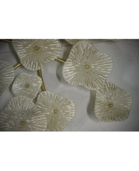 Murano Art Glass and Brass Midcentury Chandelier / Wall Light, 2000