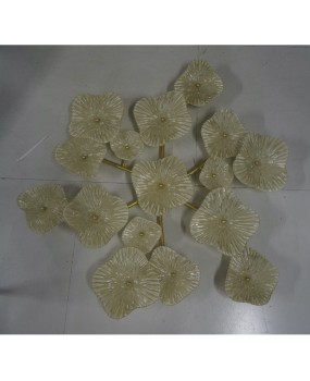 Murano Art Glass and Brass Midcentury Chandelier / Wall Light, 2000