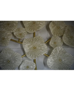 Murano Art Glass and Brass Midcentury Chandelier / Wall Light, 2000