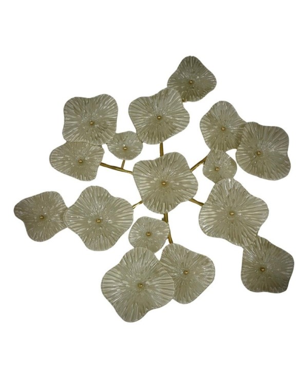 Murano Art Glass and Brass Midcentury Chandelier / Wall Light, 2000 Murano Art Glass and Brass Midcentury Chandelier / Wall Light, 2000
