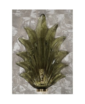 Murano Green Glass and Brass Wall Light, 1990