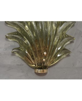 Murano Green Glass and Brass Wall Light, 1990